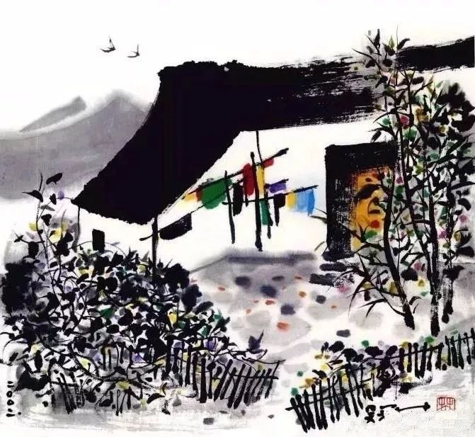 吴冠中笔下最美的农家院，赏心悦目！(图2)