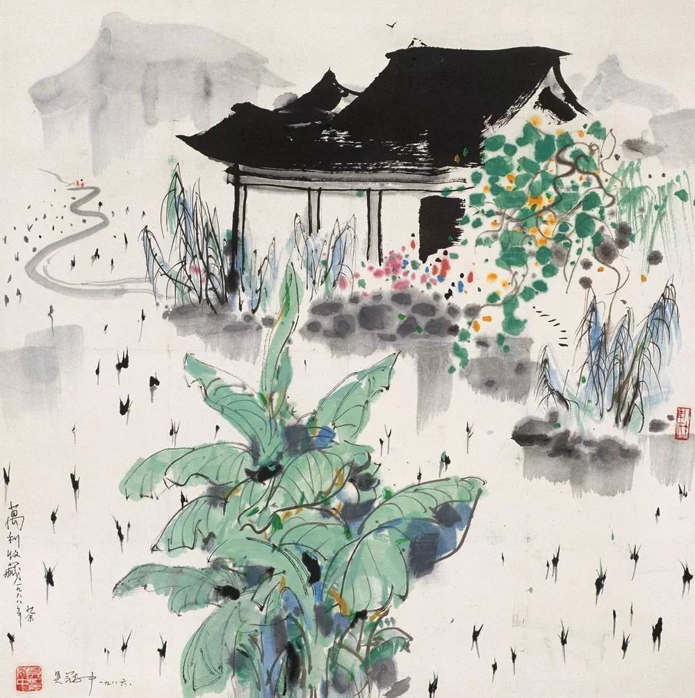 吴冠中笔下最美的农家院，赏心悦目！(图27)