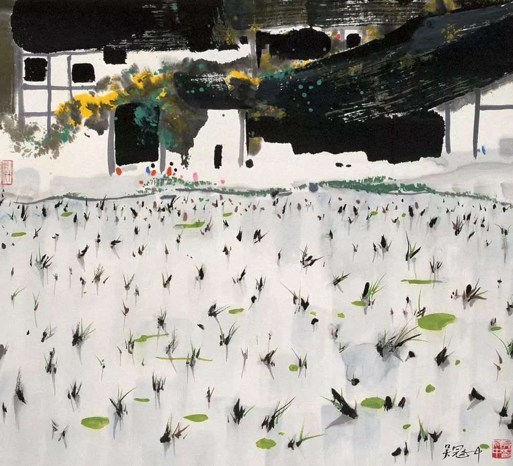 吴冠中笔下最美的农家院，赏心悦目！(图26)