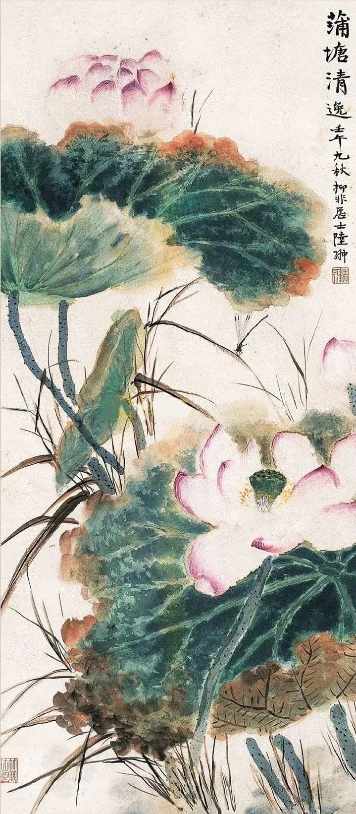 国美老教授陆抑非的没骨荷花，太好看了(图9)