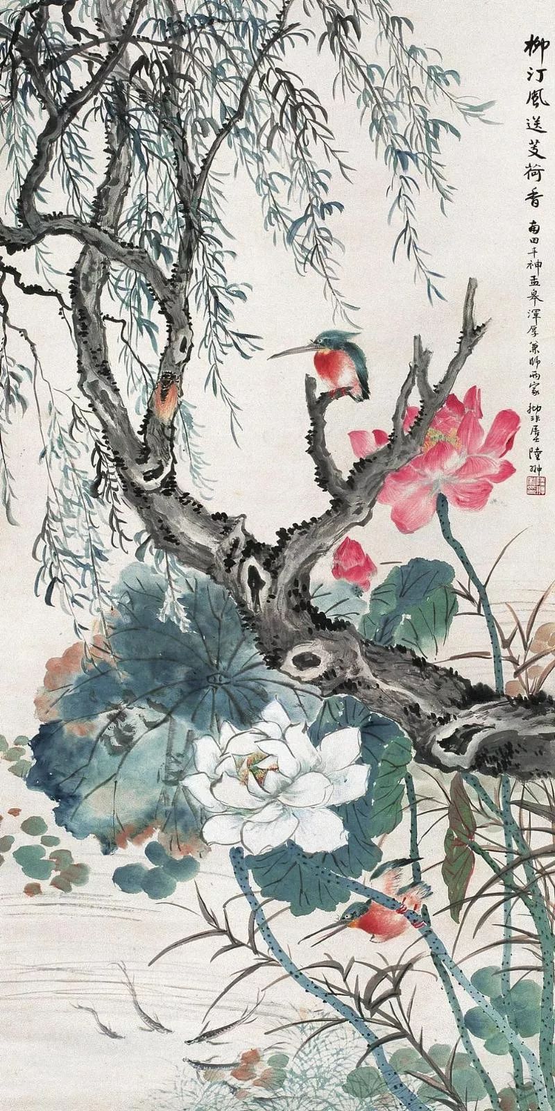 国美老教授陆抑非的没骨荷花，太好看了(图10)