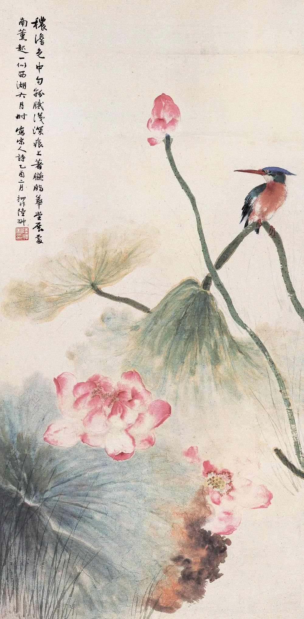 国美老教授陆抑非的没骨荷花，太好看了(图15)