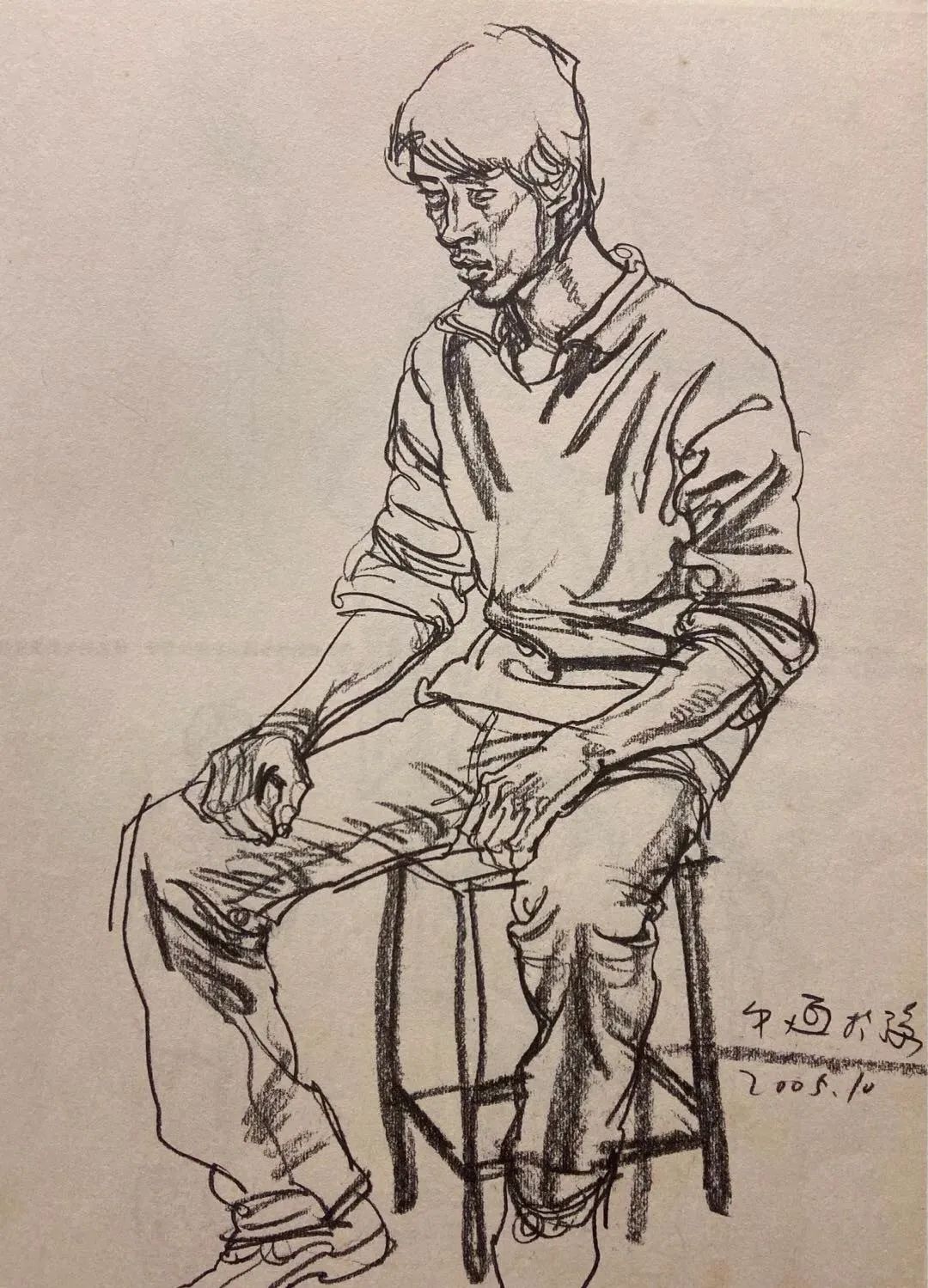南开大学张文恒教授的素描作品，速写作品欣赏！(图4)