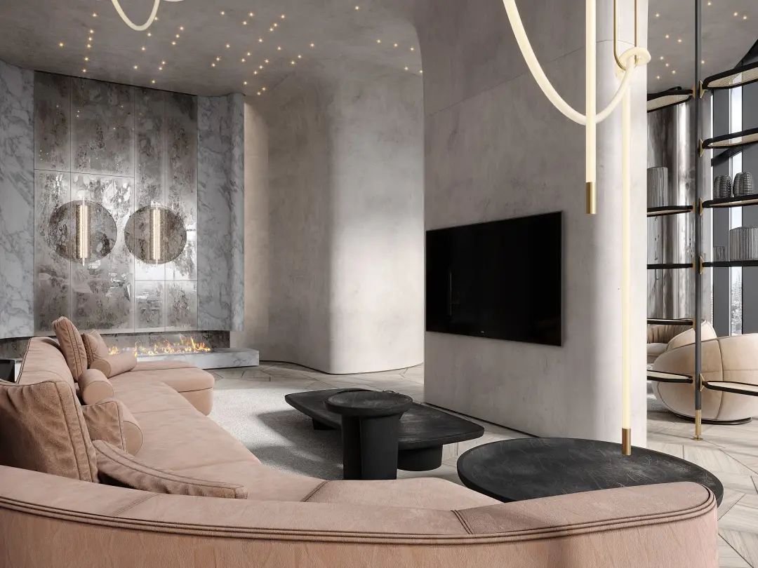 208㎡奢华大平层，清冷水泥灰打造温馨感！(图2)