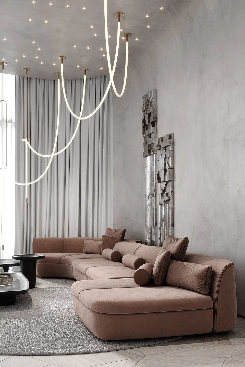 208㎡奢华大平层，清冷水泥灰打造温馨感！(图3)