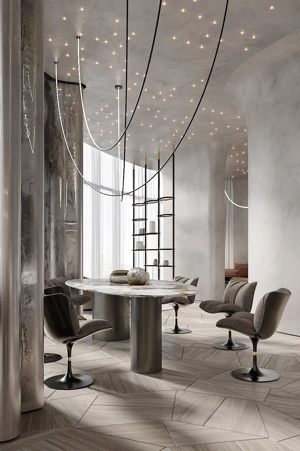 208㎡奢华大平层，清冷水泥灰打造温馨感！(图12)