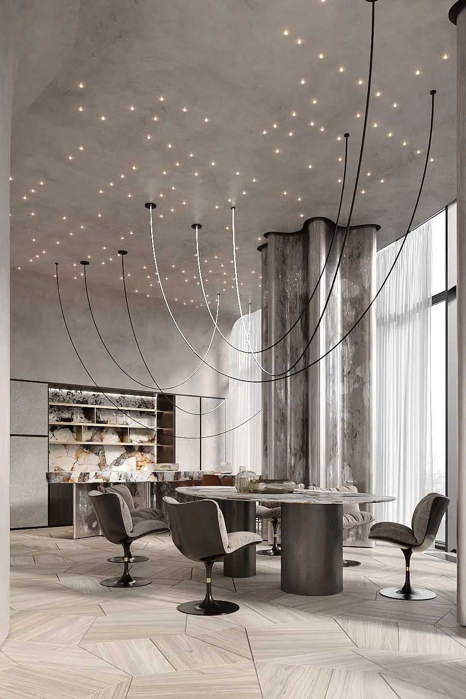 208㎡奢华大平层，清冷水泥灰打造温馨感！(图13)