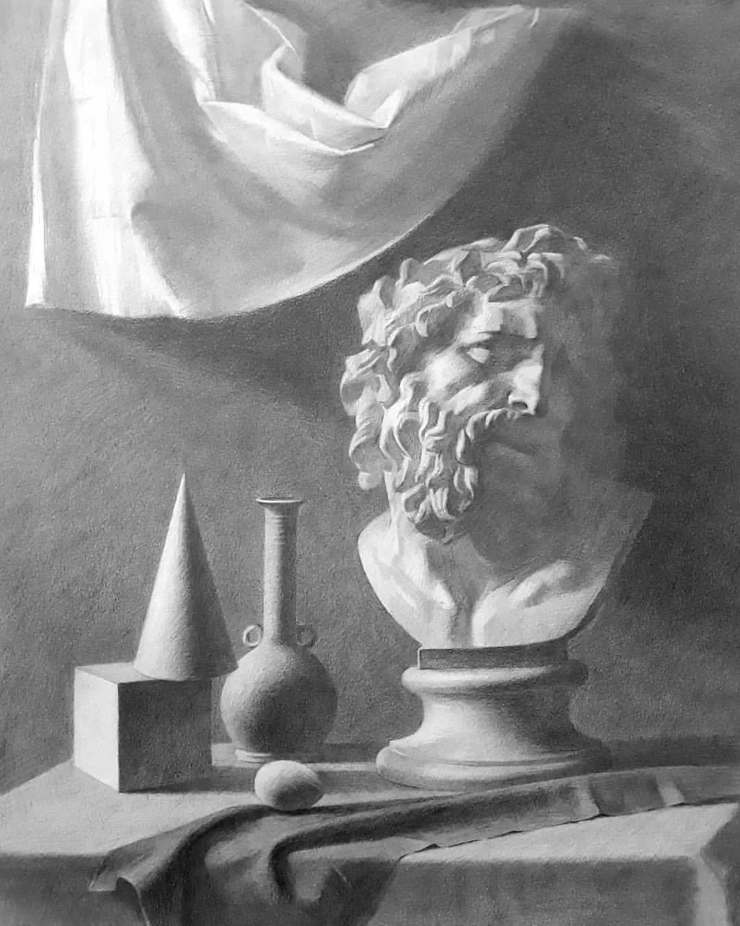 一组优秀的石膏静物素描作品(图3)