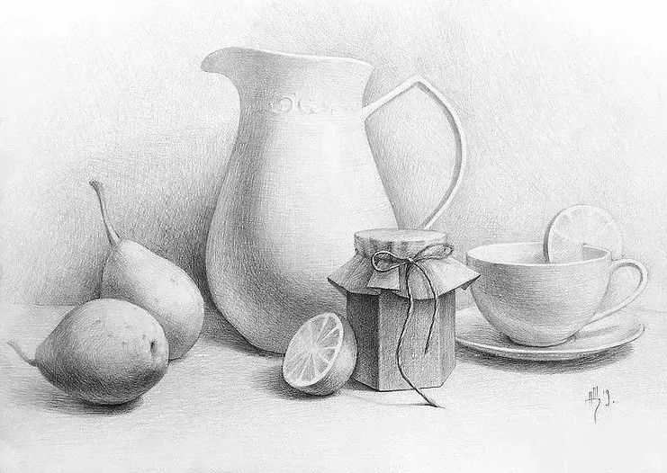 一组优秀的石膏静物素描作品(图5)