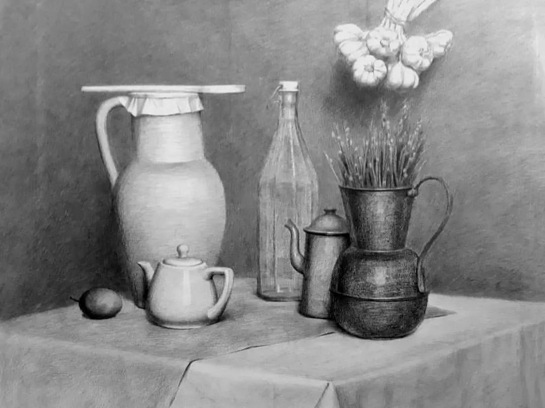 一组优秀的石膏静物素描作品(图21)