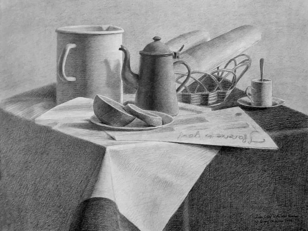 一组优秀的石膏静物素描作品(图23)