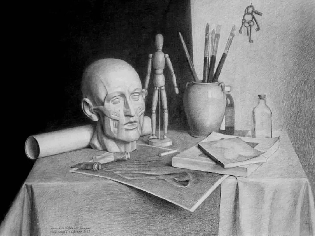 一组优秀的石膏静物素描作品(图27)