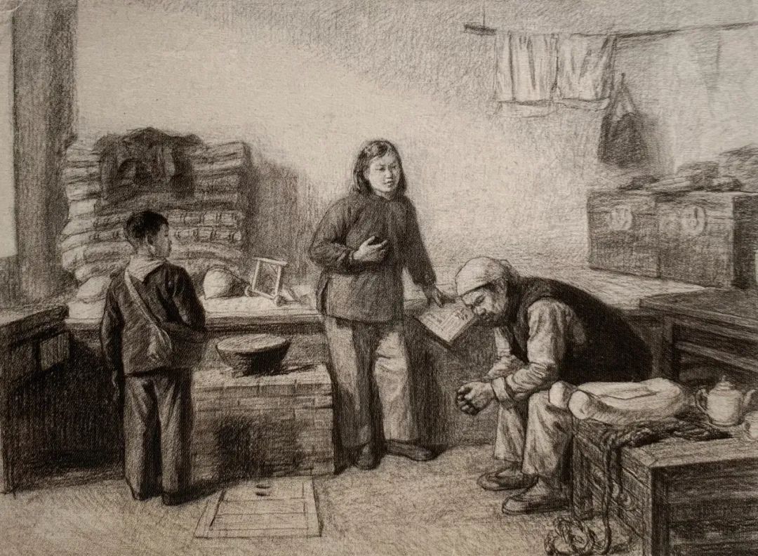 中央美术学院王式廓教的人物素描作品(图10)